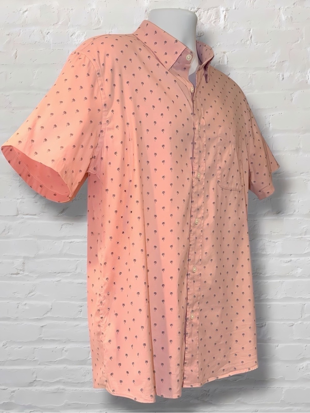 Faherty Brand Movement SS Shirt Men’s Large Pink Palm Tree Supima - Picture 3 of 11